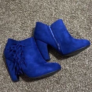 American Exchange New York Tuner Ankle Booties Size 8.5 Royal Blue Suede